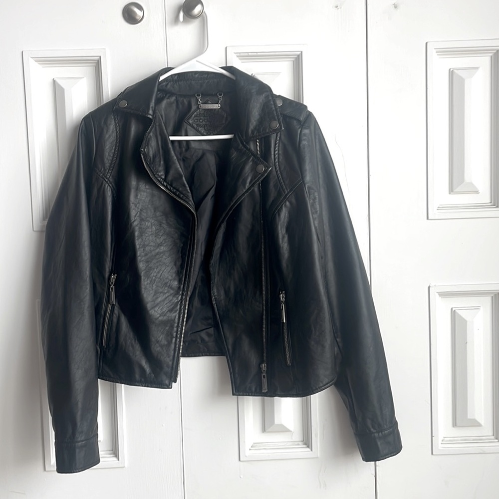 Jou Jou Moto Biker Faux Leather Jacket | Size Medium | Vegan |